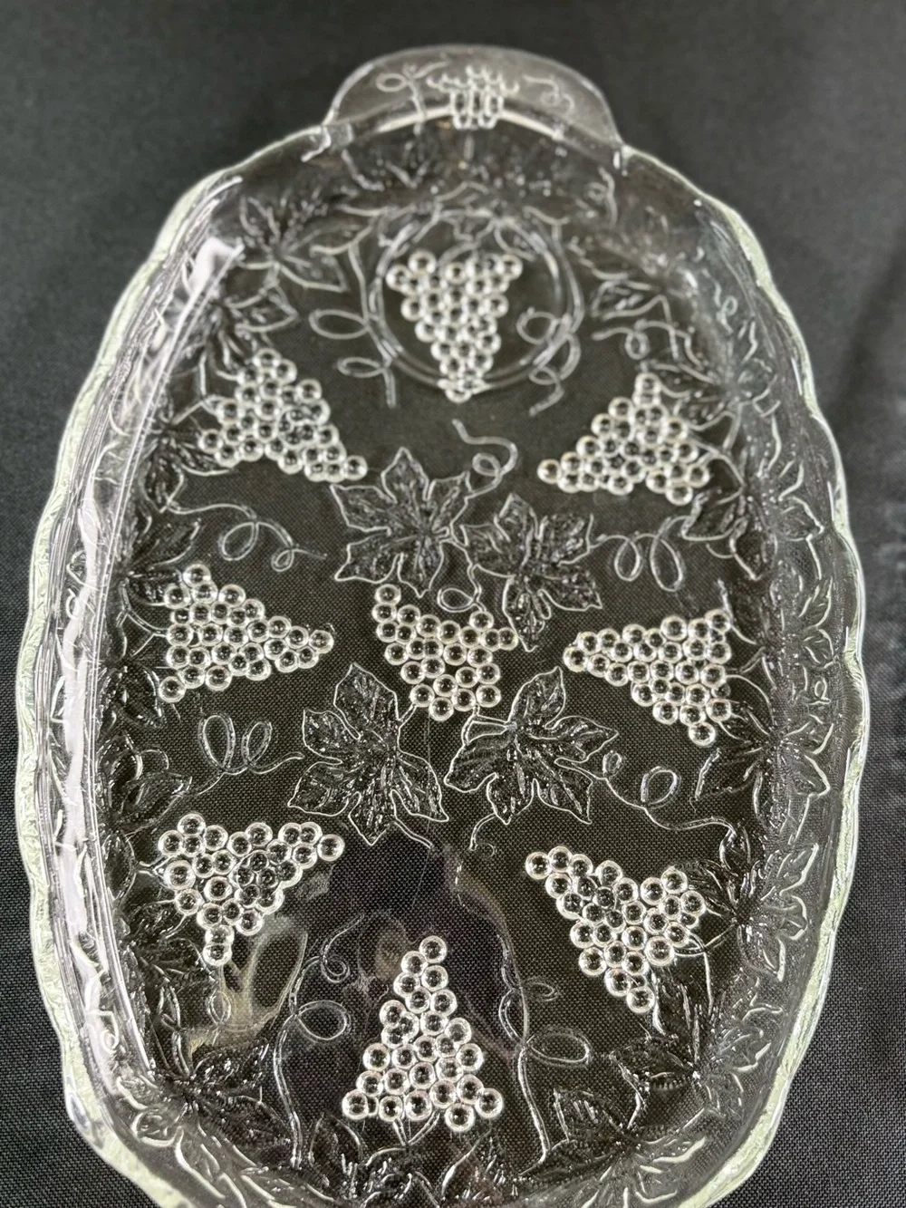 Clear Glass Grape-Pattern Serving Dishes - Set of 4